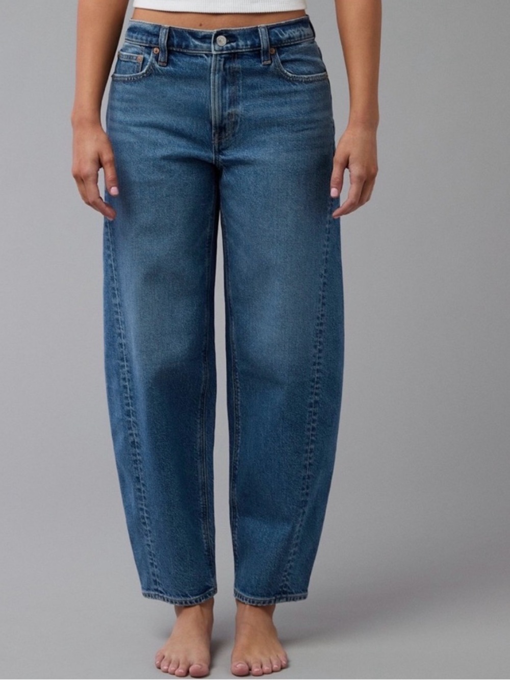 American Eagle Stretch Barrel Jeans Tinted Medium Stretch Size 18 (34W) - Picture 1 of 16